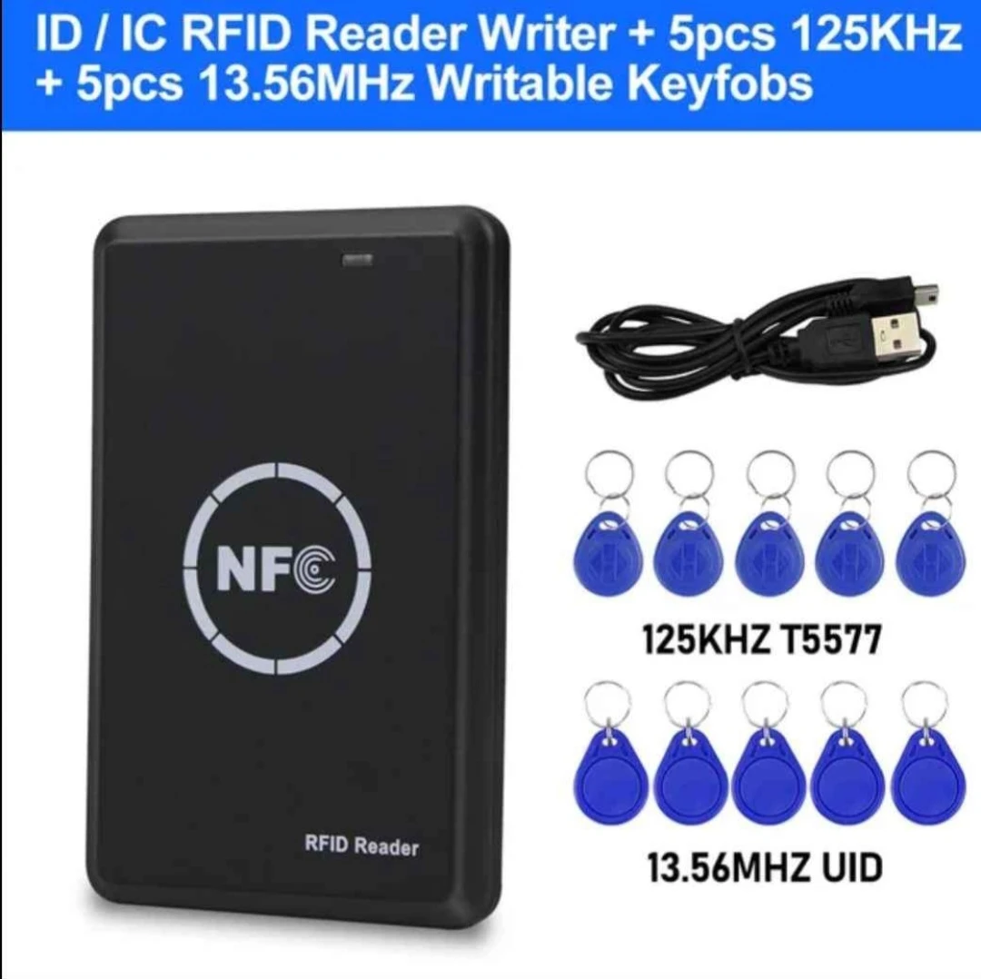 RFID Reader Writer with 10 Keyfobs (5x 125KHz, 5x 13.56MHz)