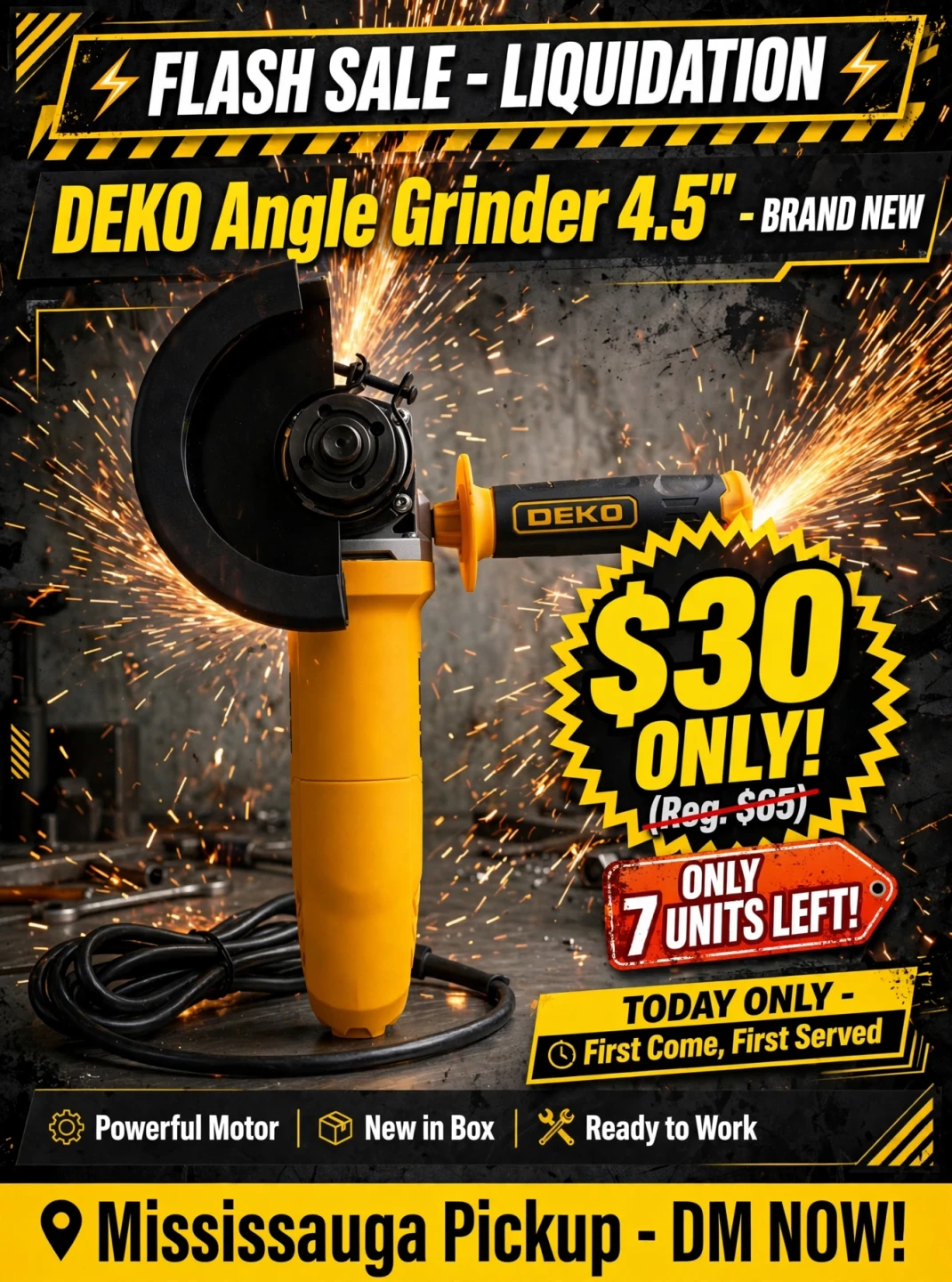 🔥 LIQUIDATION! DEKO Angle Grinder 4.5" - BRAND NEW