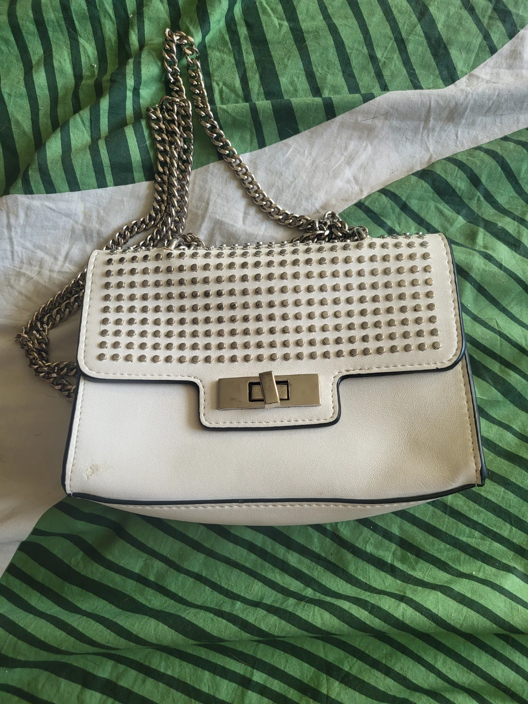 Steve Madden White Studded Crossbody Bag