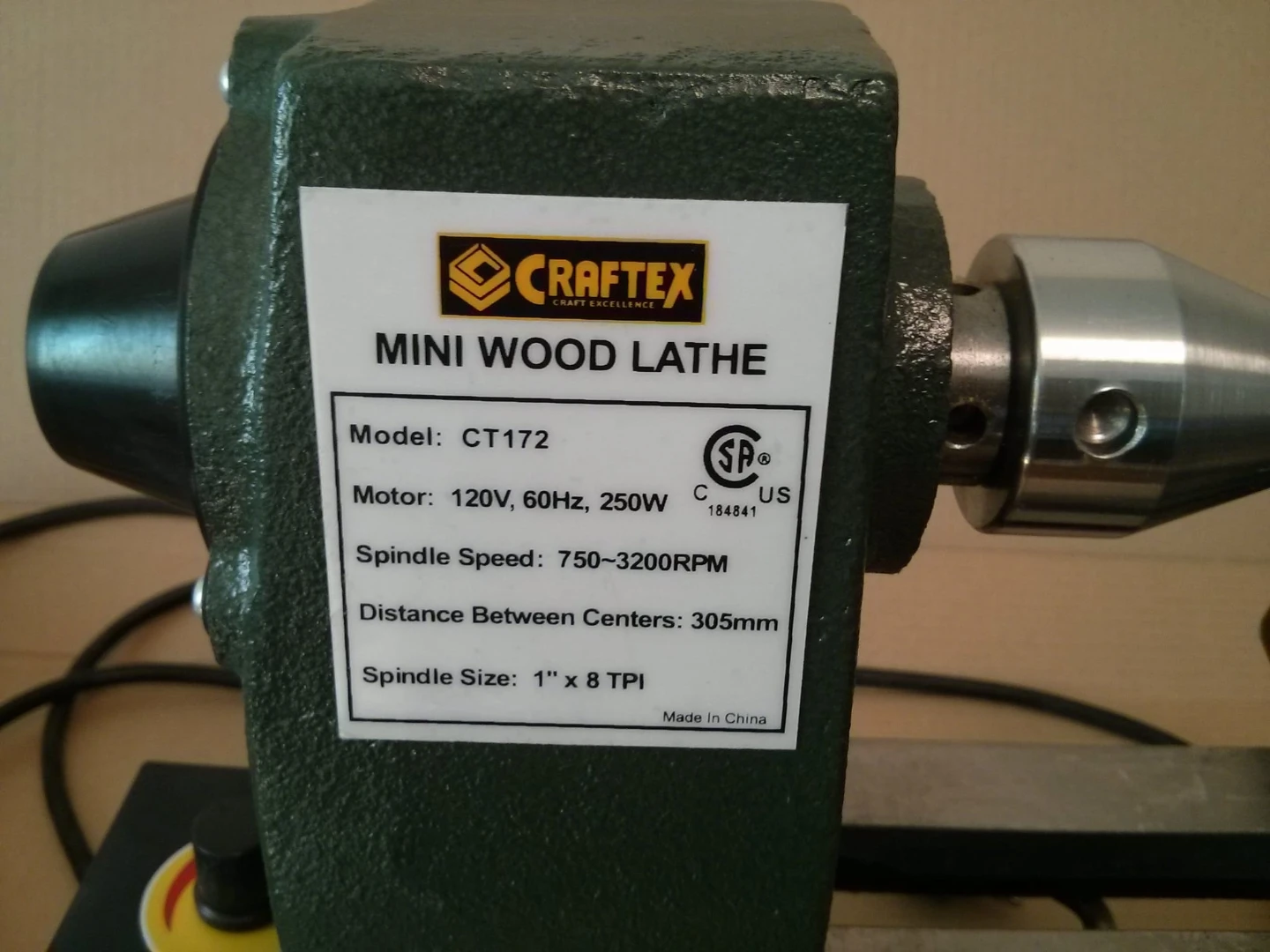 Craftex CT172 Mini Wood Lathe with Variable Speed - photo 5