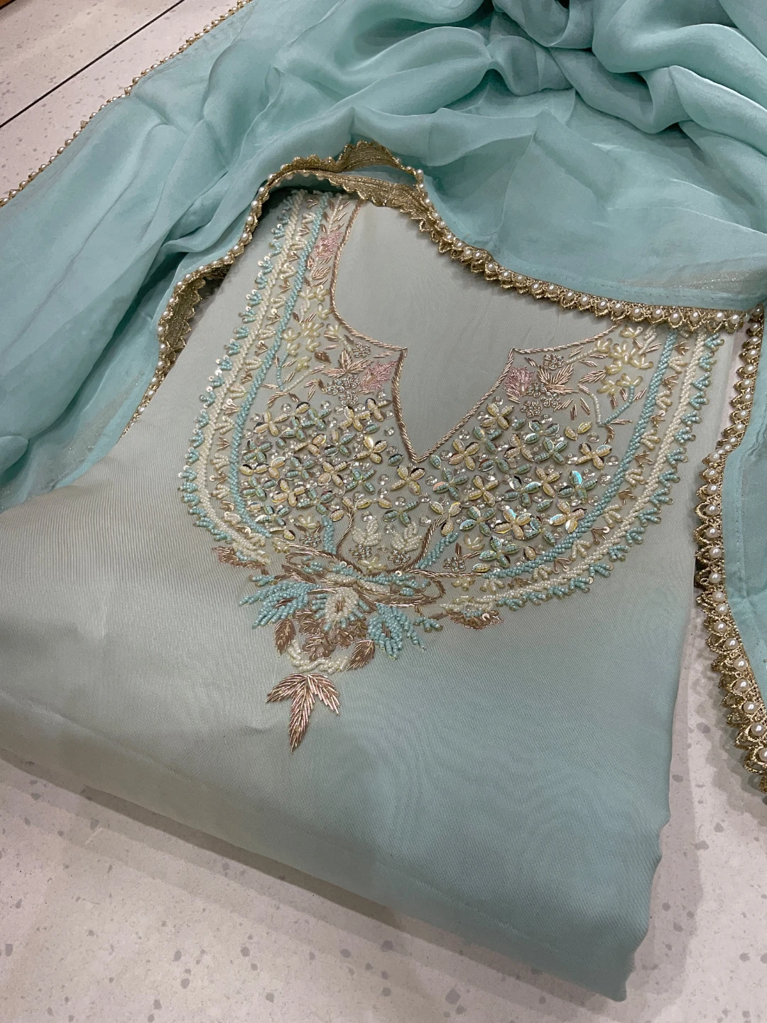Embroidered Chiffon Suit with Dupatta