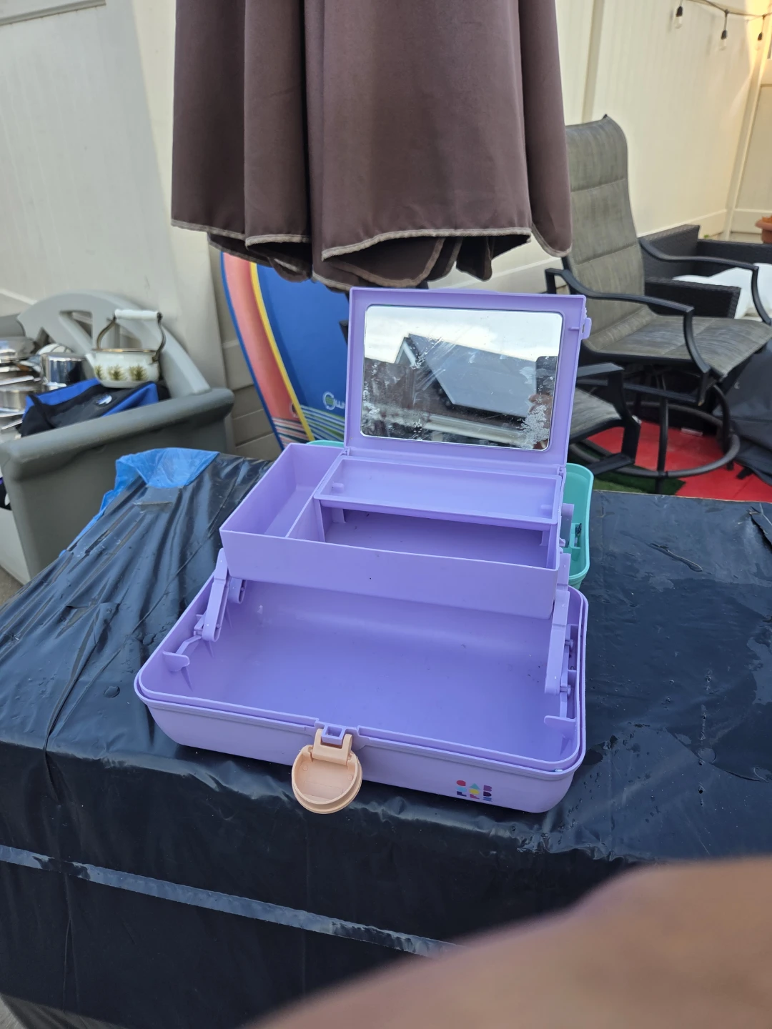 Purple and Teal Train Case with Mirror - photo 4