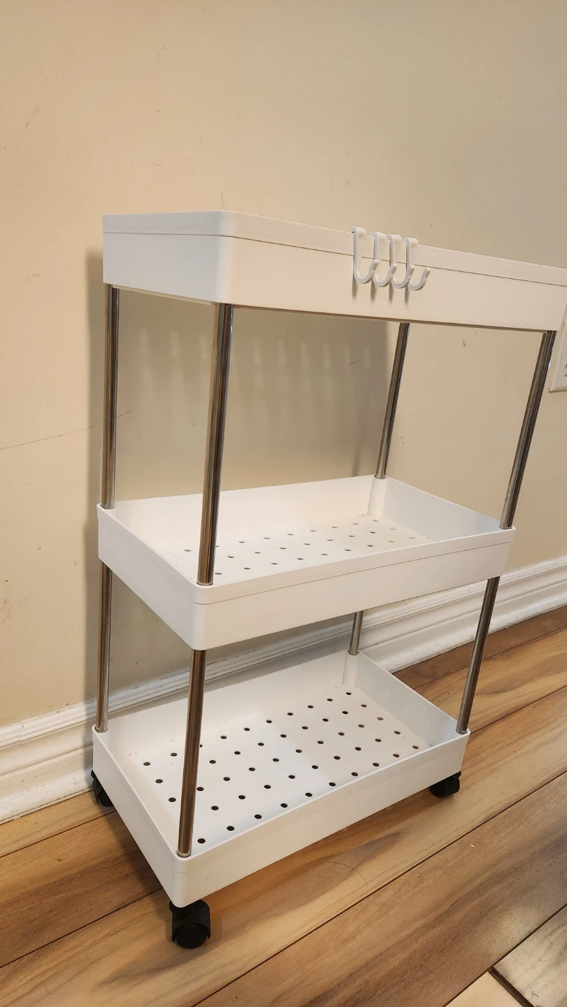 White 3-Tier Rolling Storage Cart - photo 2