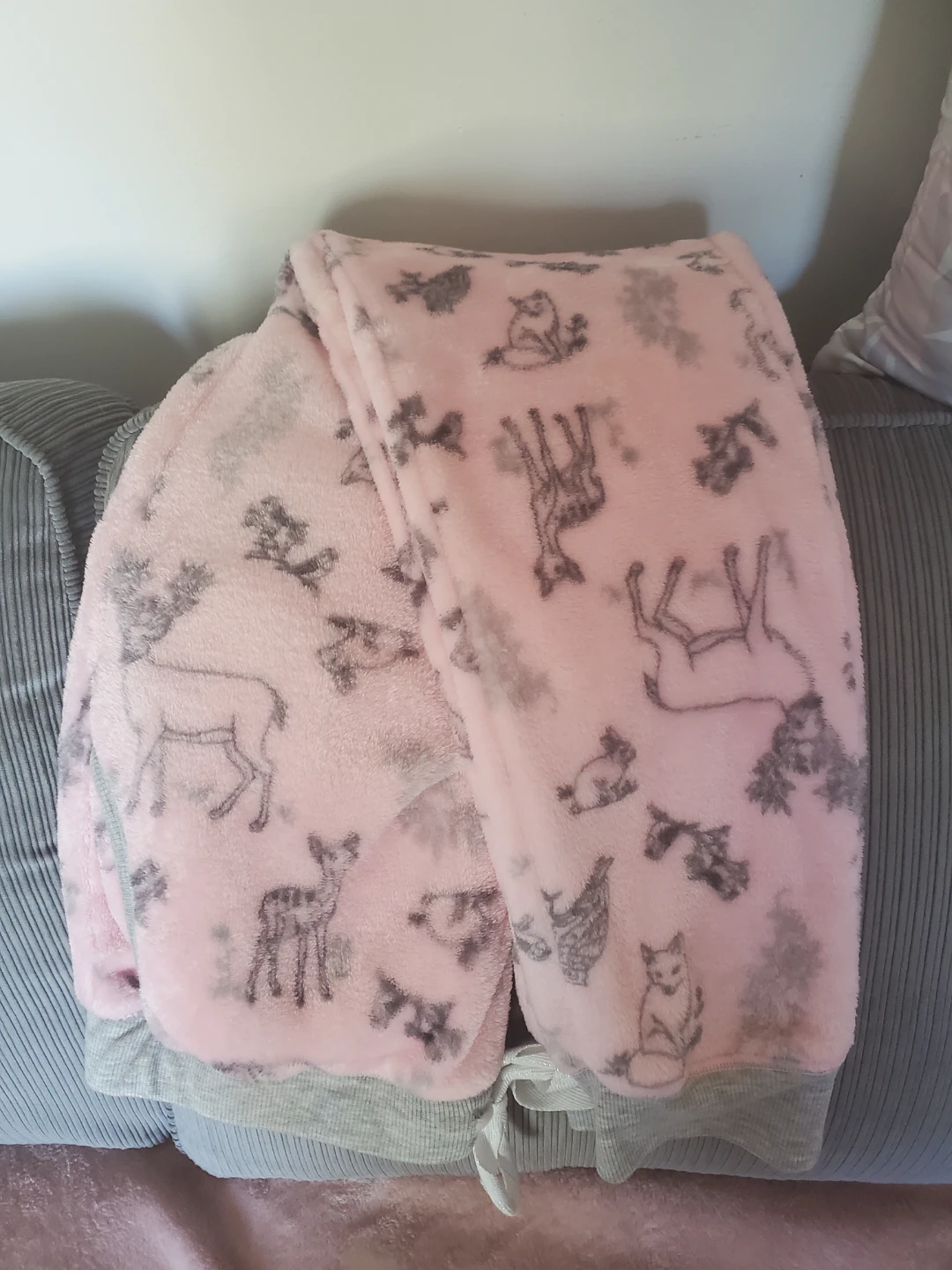 Pink Woodland Animal Print Plush Pajama Pants...VGUC
