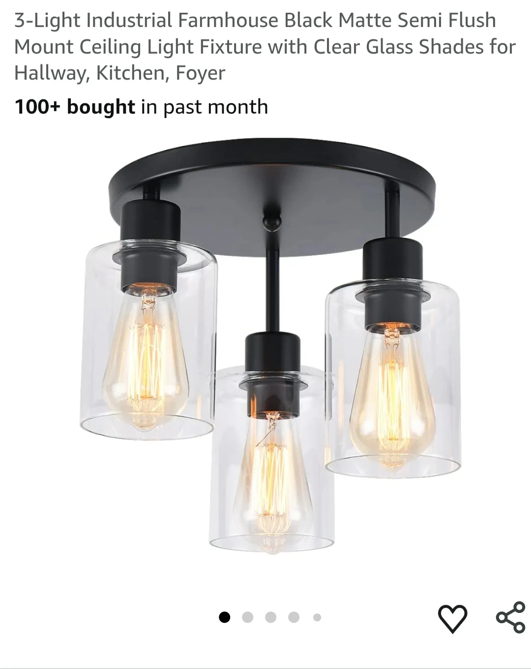 KLSS Modern Black Farmhouse Pendant Light Fixture (3 Pack) - photo 2