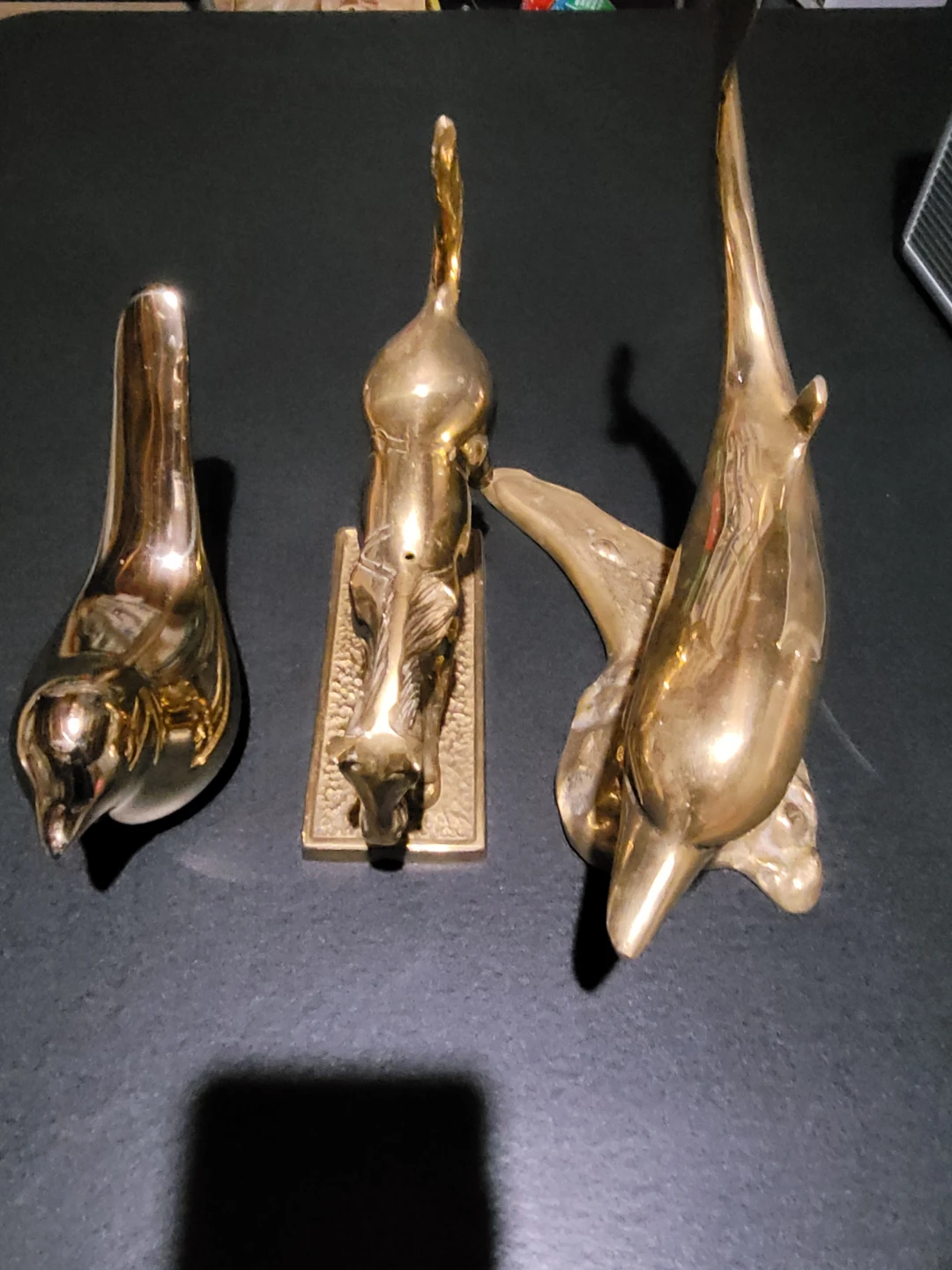 Brass Animal Figurines - Bird, Horse, Dolphin