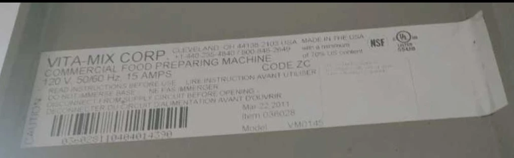 Vita-Mix Commercial Food Preparing Machine VM0145 - photo 2