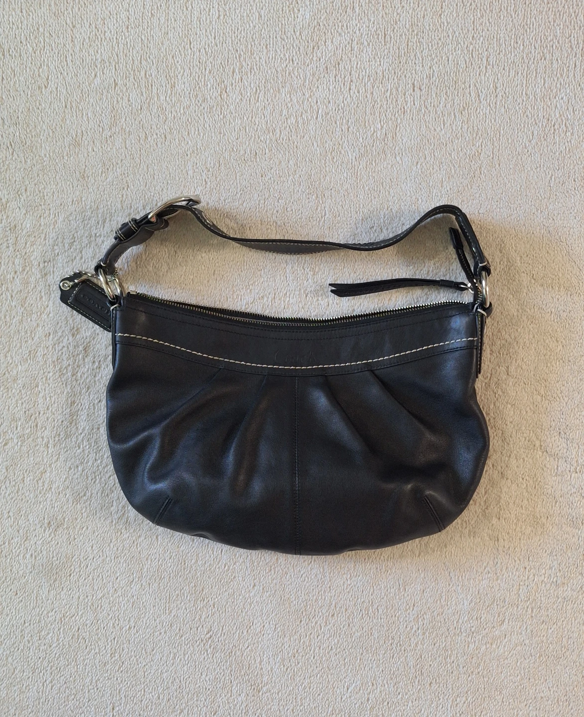 Coach Black Leather Hobo Handbag