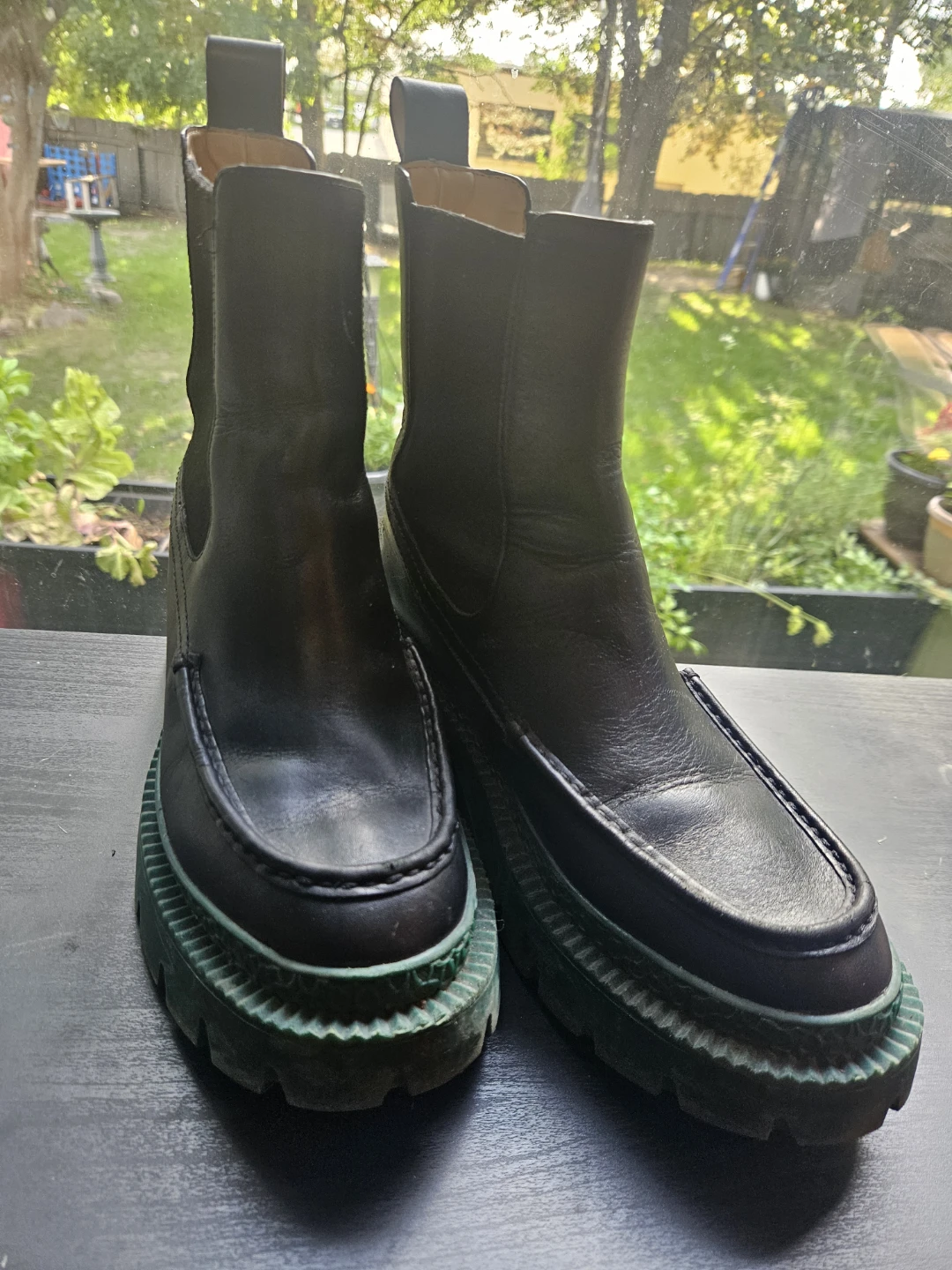 Coach Leather Boots with Green Platform Sole