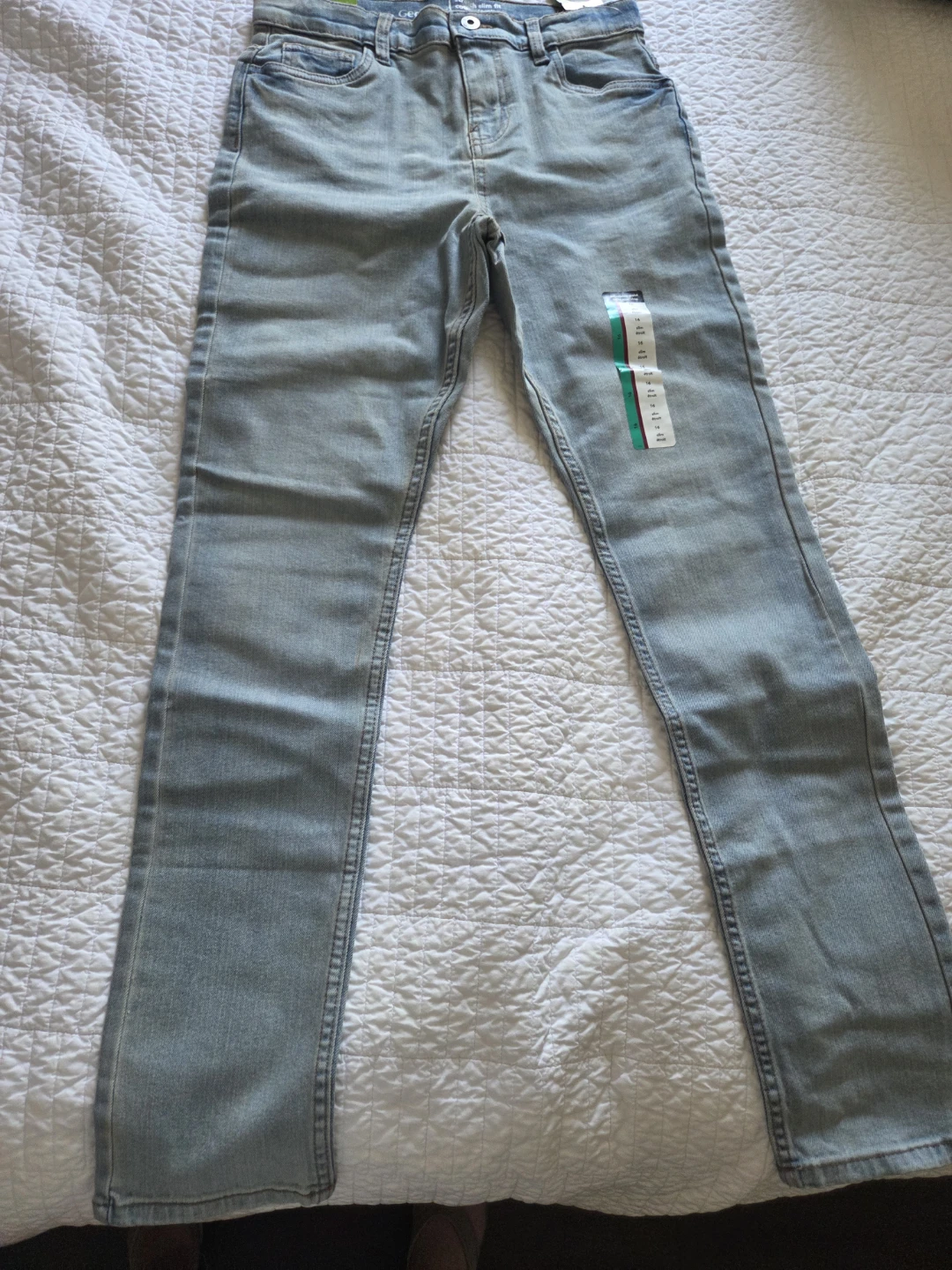 George Boys' Slim Fit Jeans Size 16 Light Wash