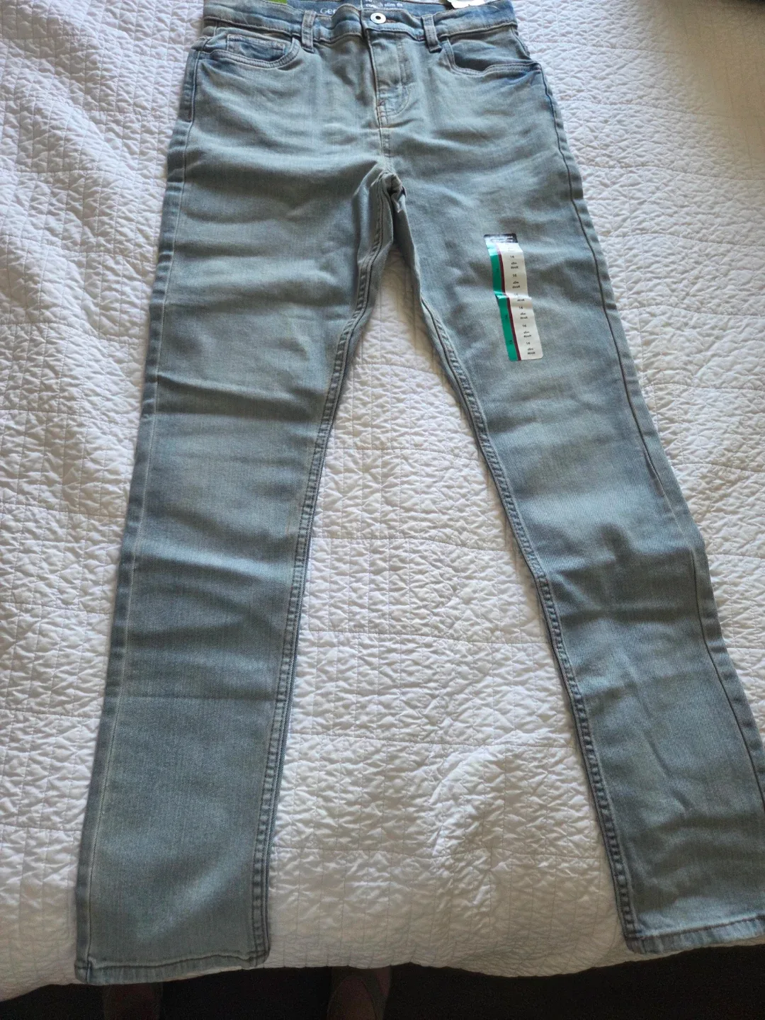 George Boys' Slim Fit Jeans Size 16 Light Wash