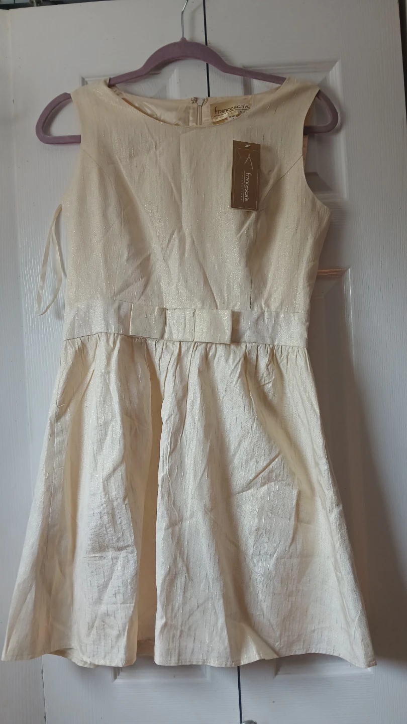 Francesca's Cream Sparkle Sleeveless Dress
