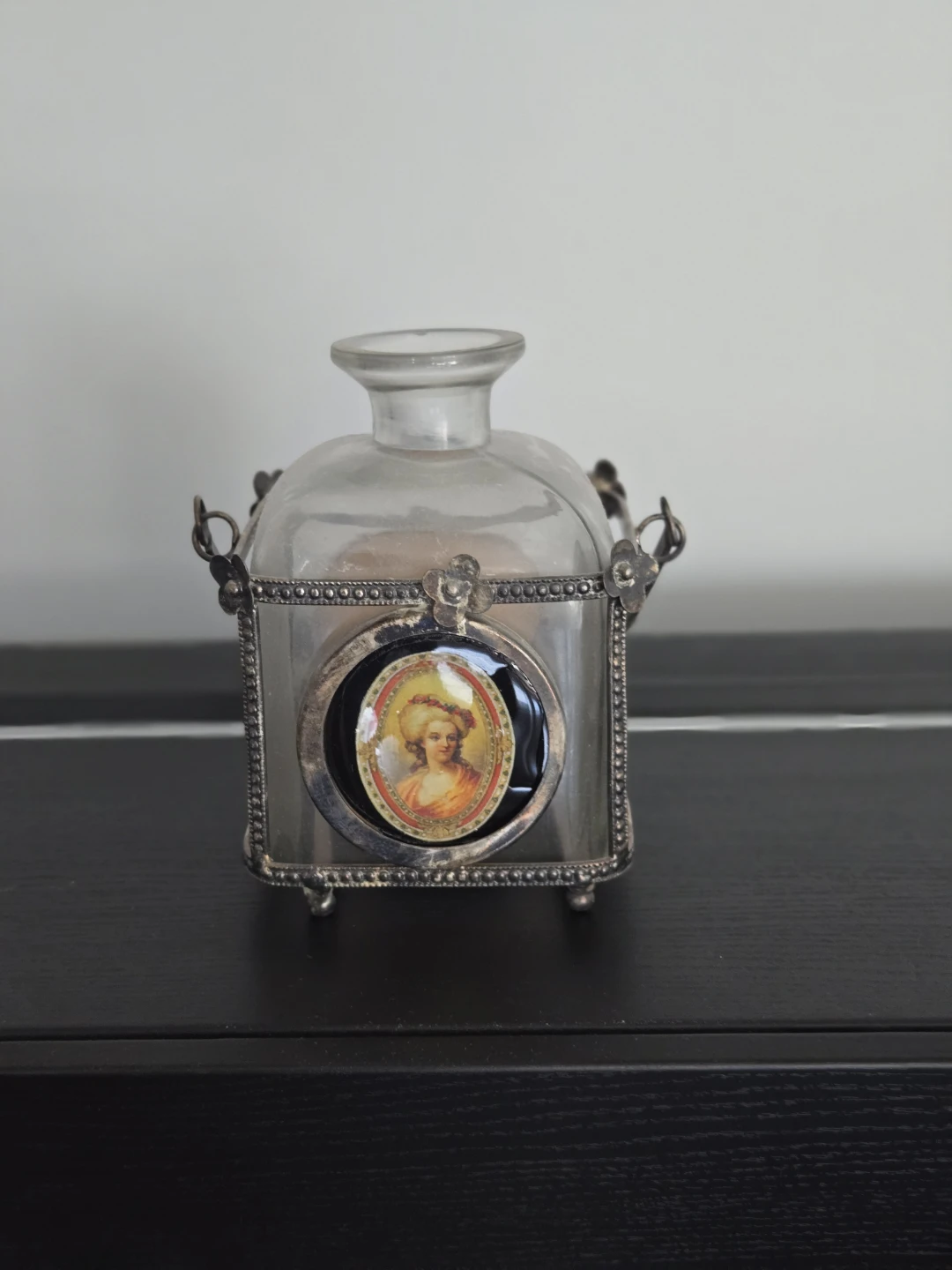 Vintage Decorative Glass Perfume Bottle with Portrait