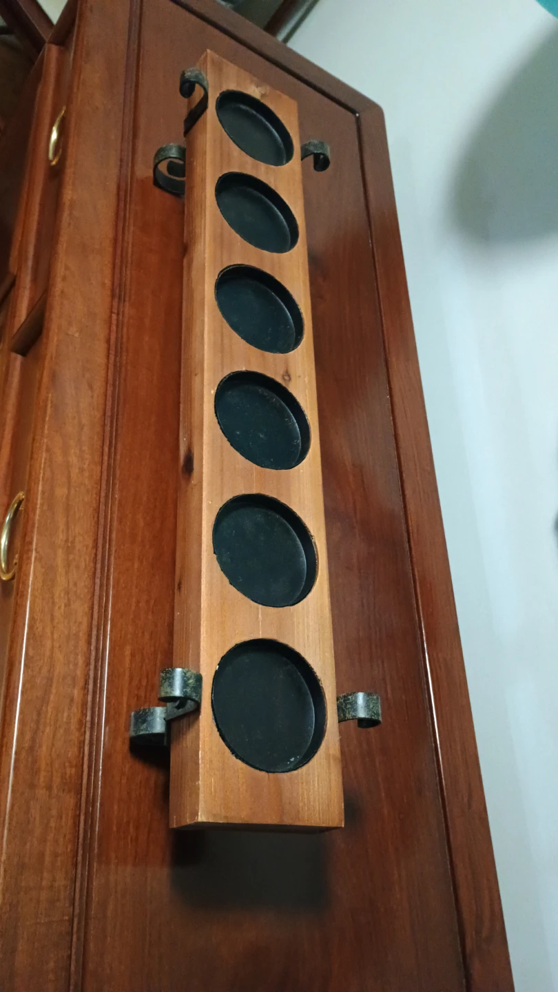 Rustic Wooden Candle Holder with 6 Slots