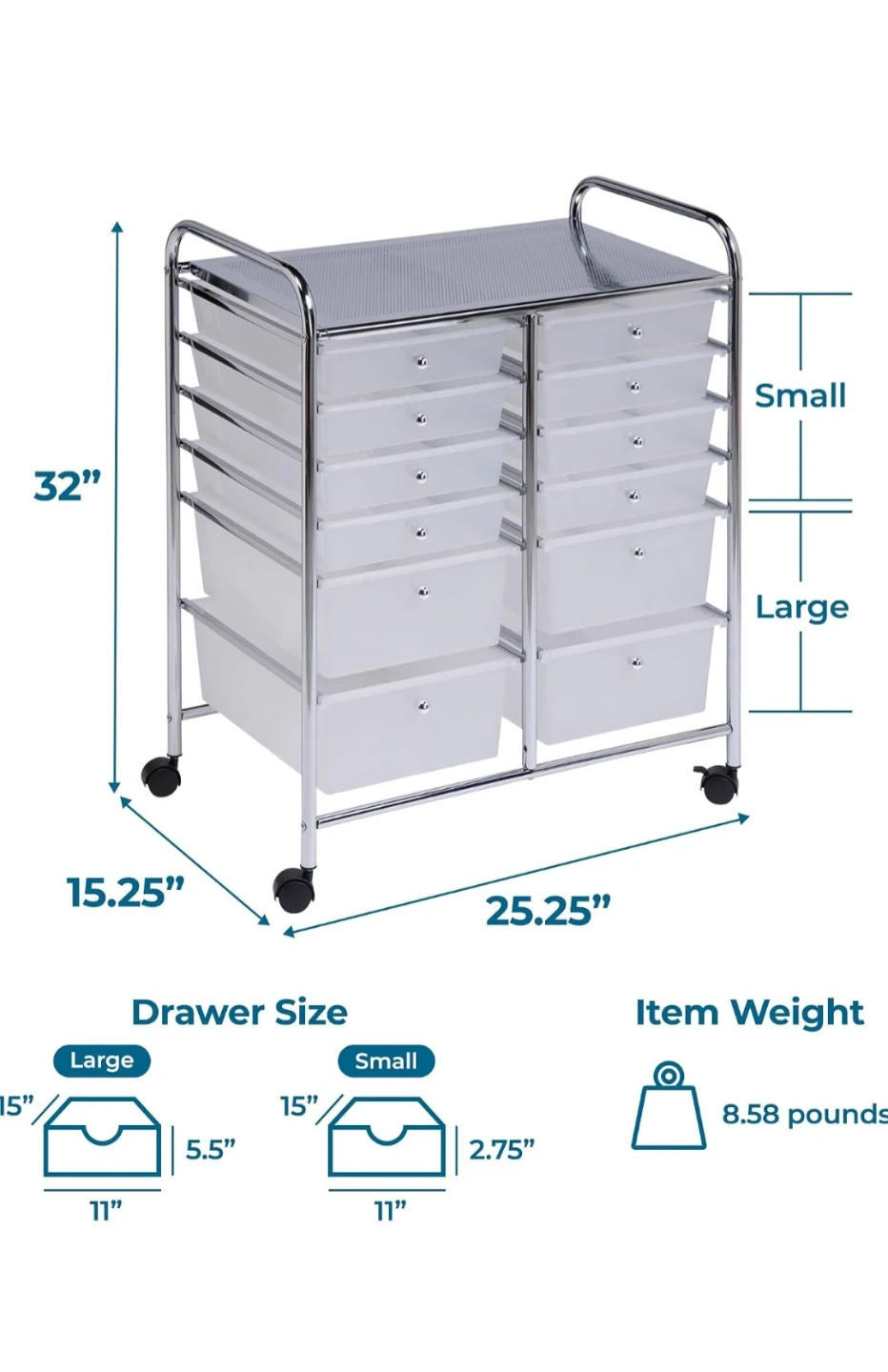 12 Drawer Rolling Storage Cart - photo 4