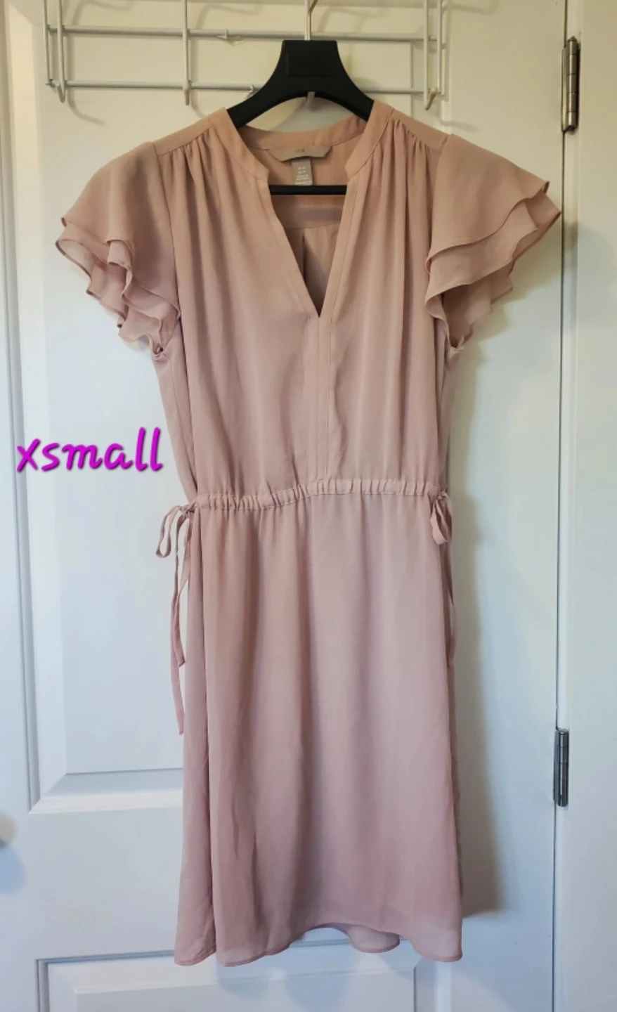 H&M Pink Ruffle Sleeve Dress - XS