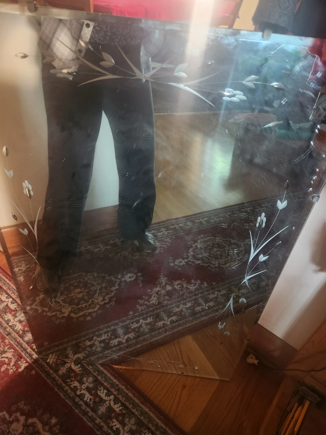 Beveled Etched Floral Pattern Mirror - photo 4