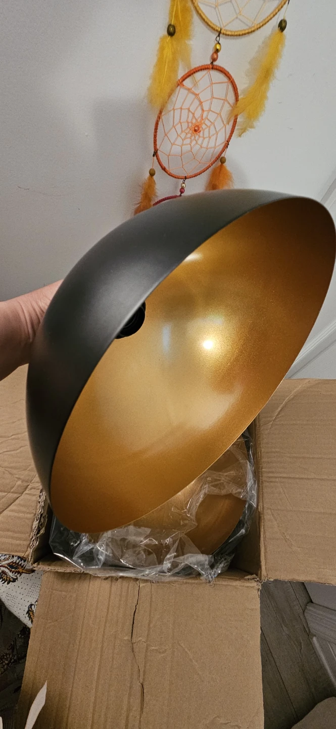 Black Dome Pendant Light with Gold Interior - photo 4
