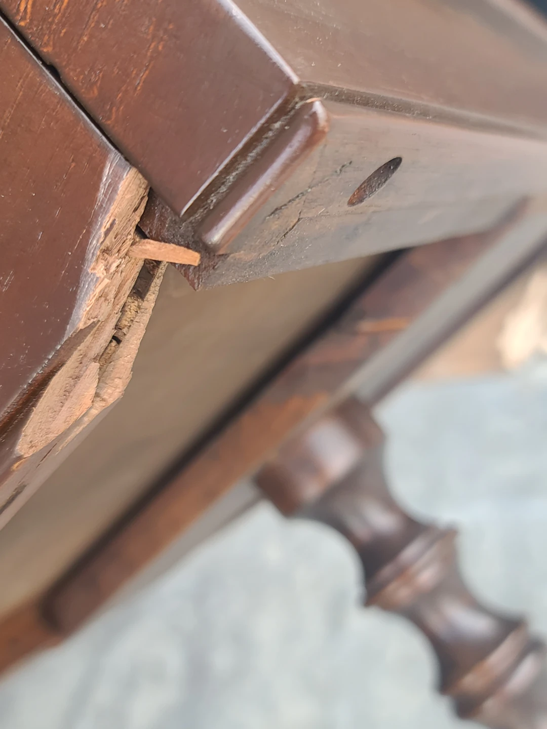 Vintage Wooden Pedestal Side Table with Drawer - photo 3