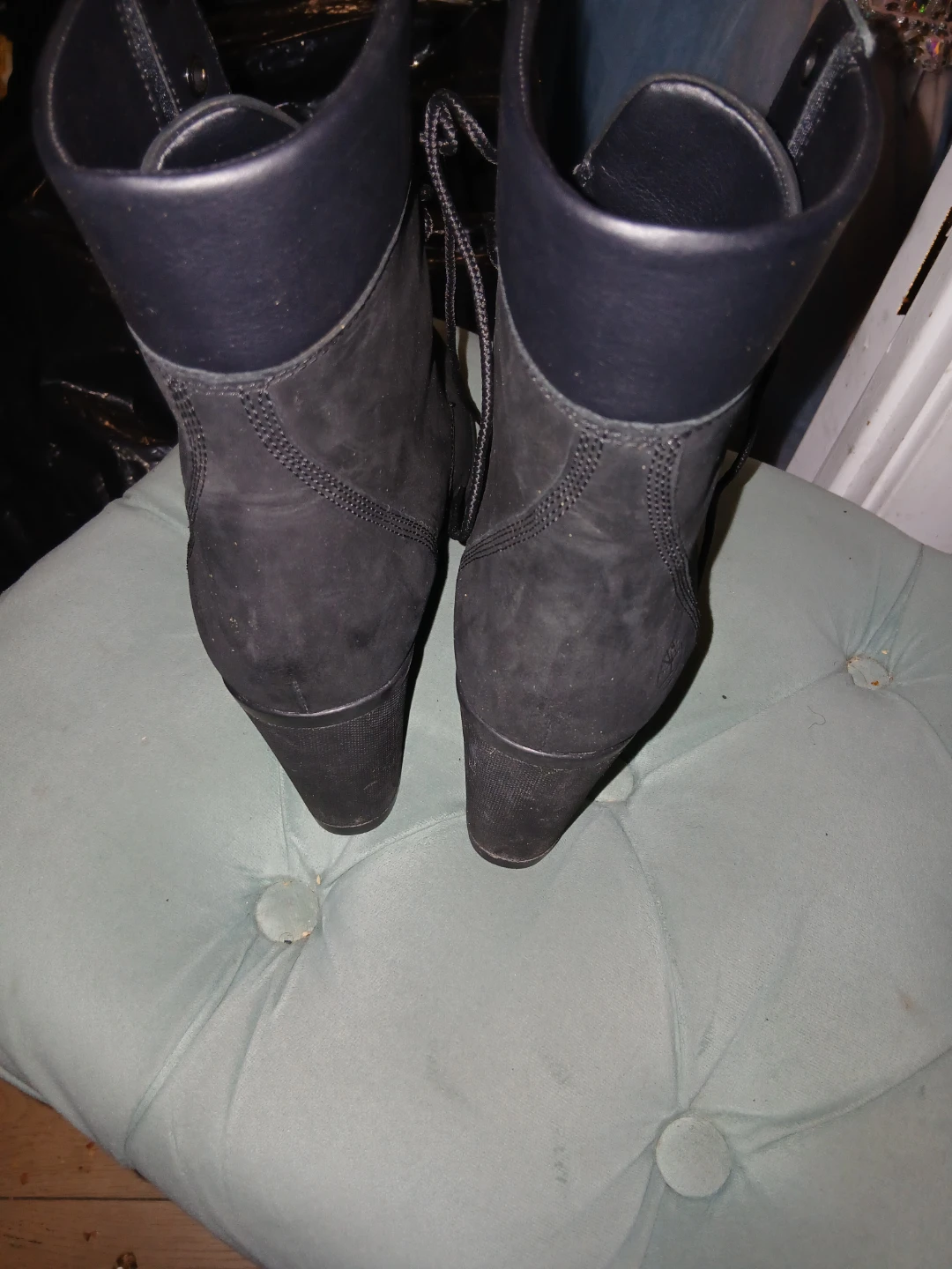 Timberland Black High Heel Lace Up Boots Women's Size 7.5 - photo 3
