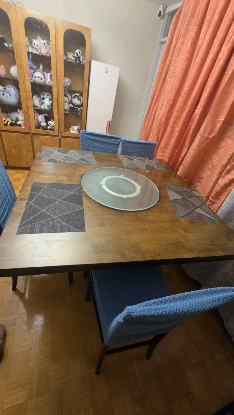 Wooden Dining Table with Swivel Lazy Susan and Built-in Storage - photo 2