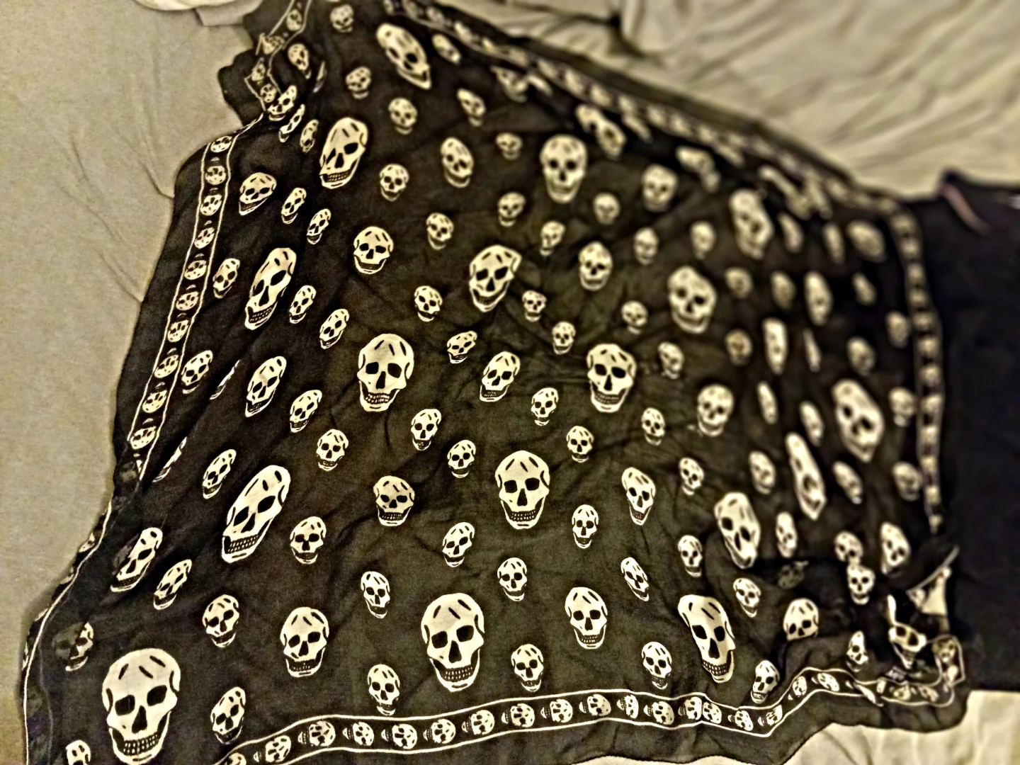Alexander Mqueen Black Skull Print Scarf - photo 2