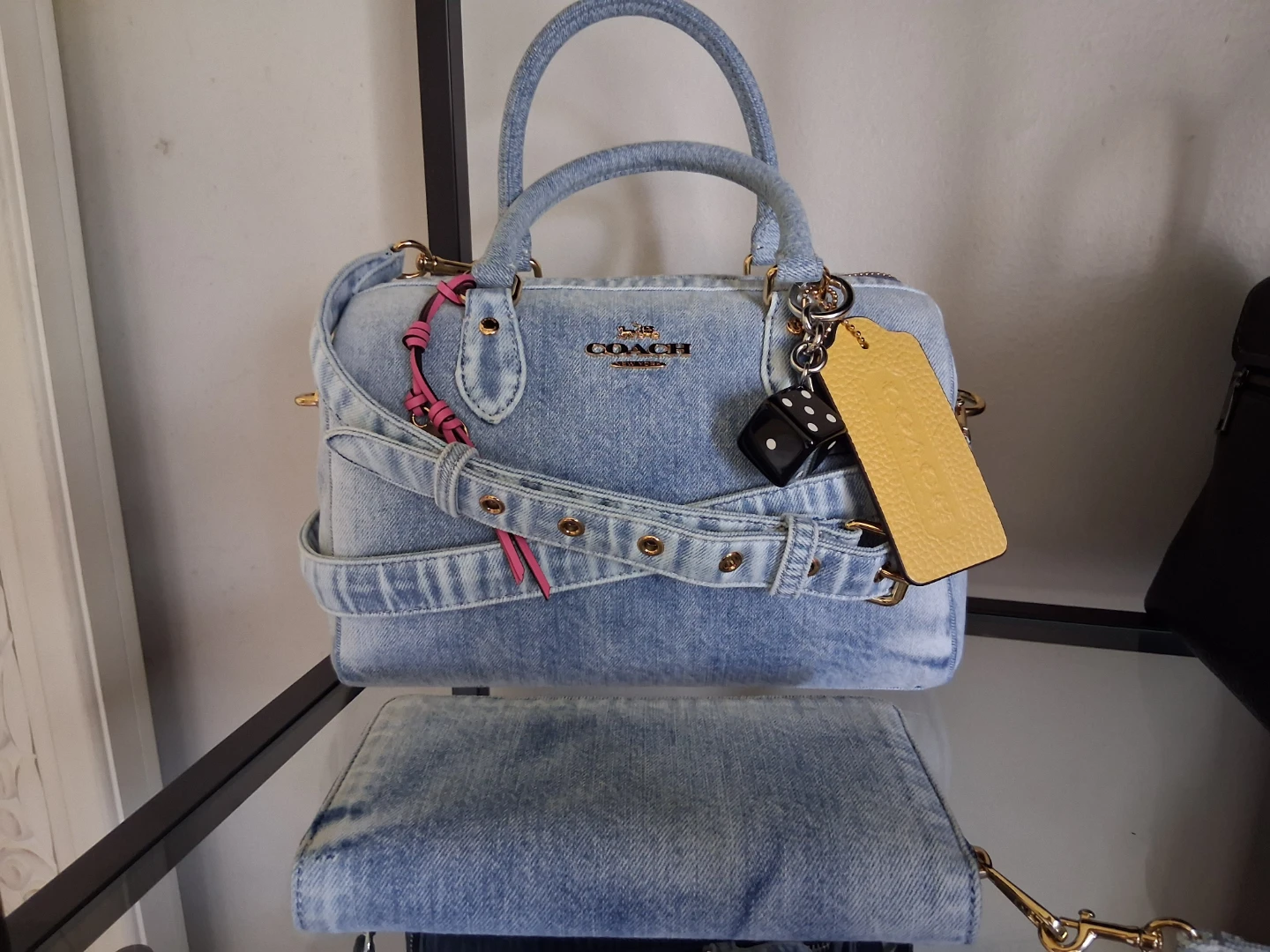 Coach medium size loved denim rowan with matching wallet