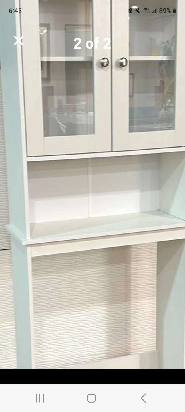 White display cabinet with glass doors