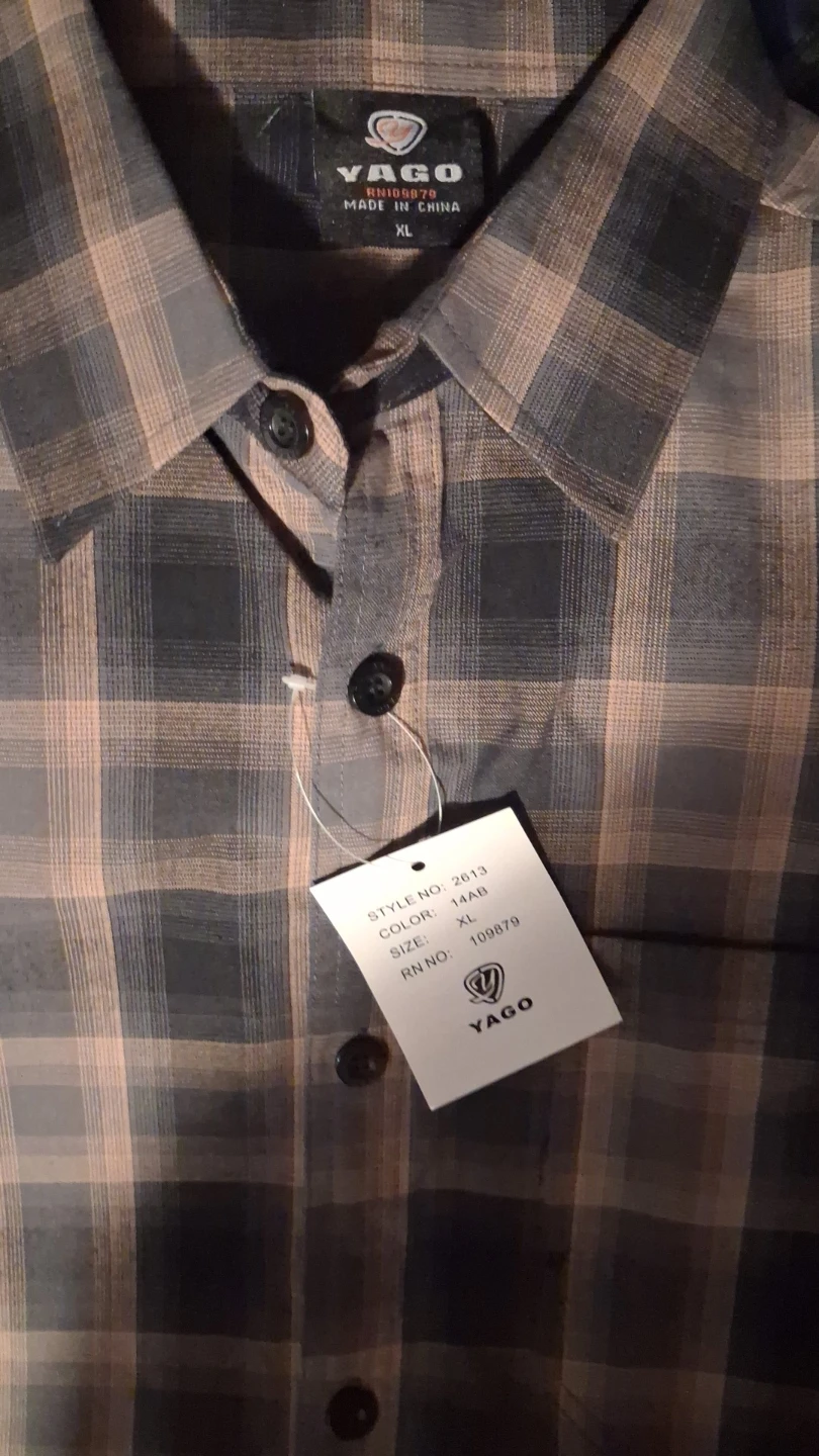 Yago Men's Plaid Button-Down Shirt XL