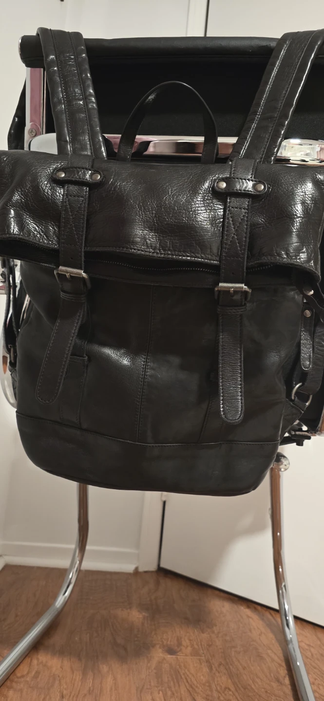 Genuine Black Leather Backpack – Unisex