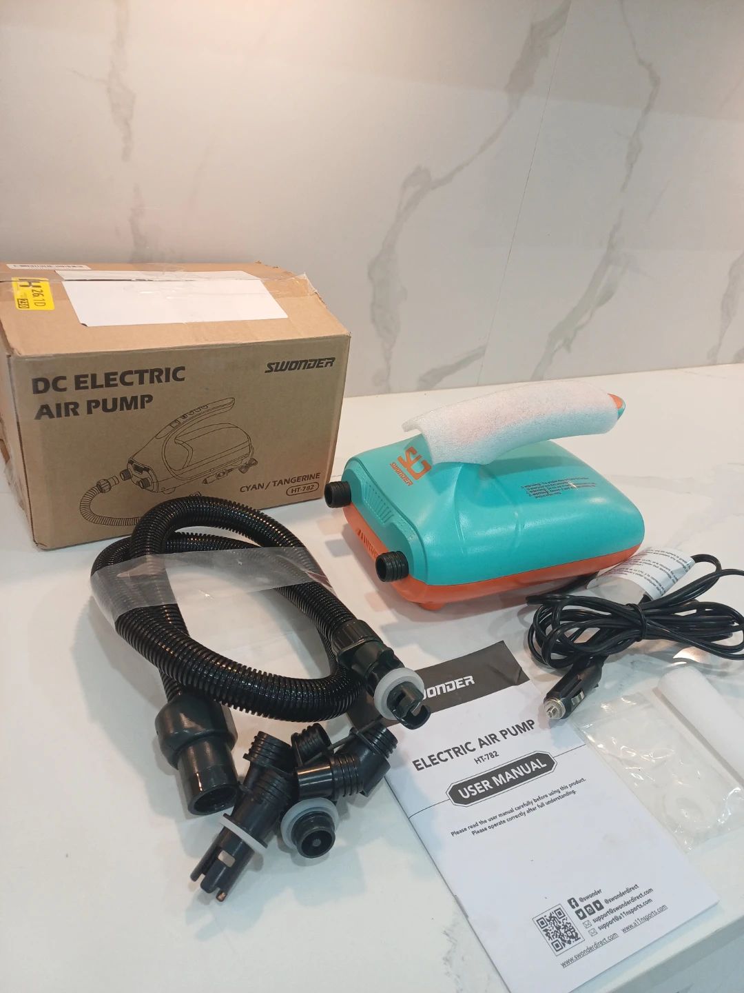 Swonder HT-782 DC Electric Air Pump Cyan and Tangerine - photo 4