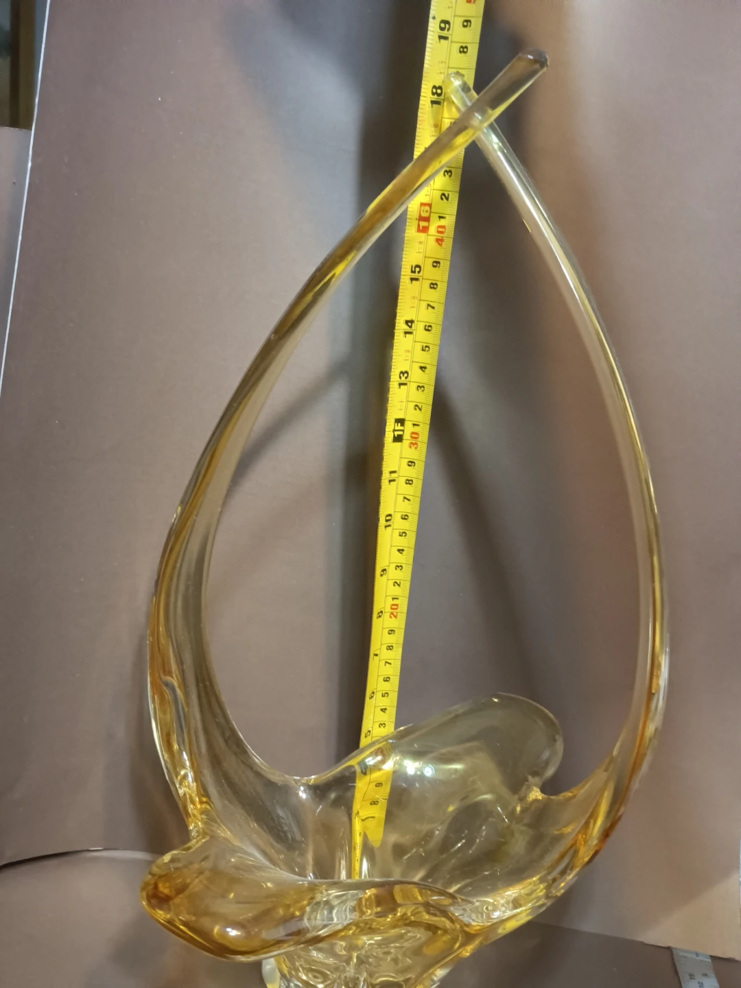 Vintage Golden Brown Chalet Glass Decor Art Glass 18” - photo 5