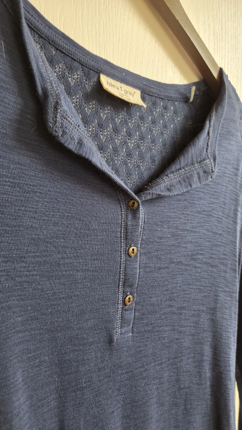 Bleu et Gris Henley Top - photo 2