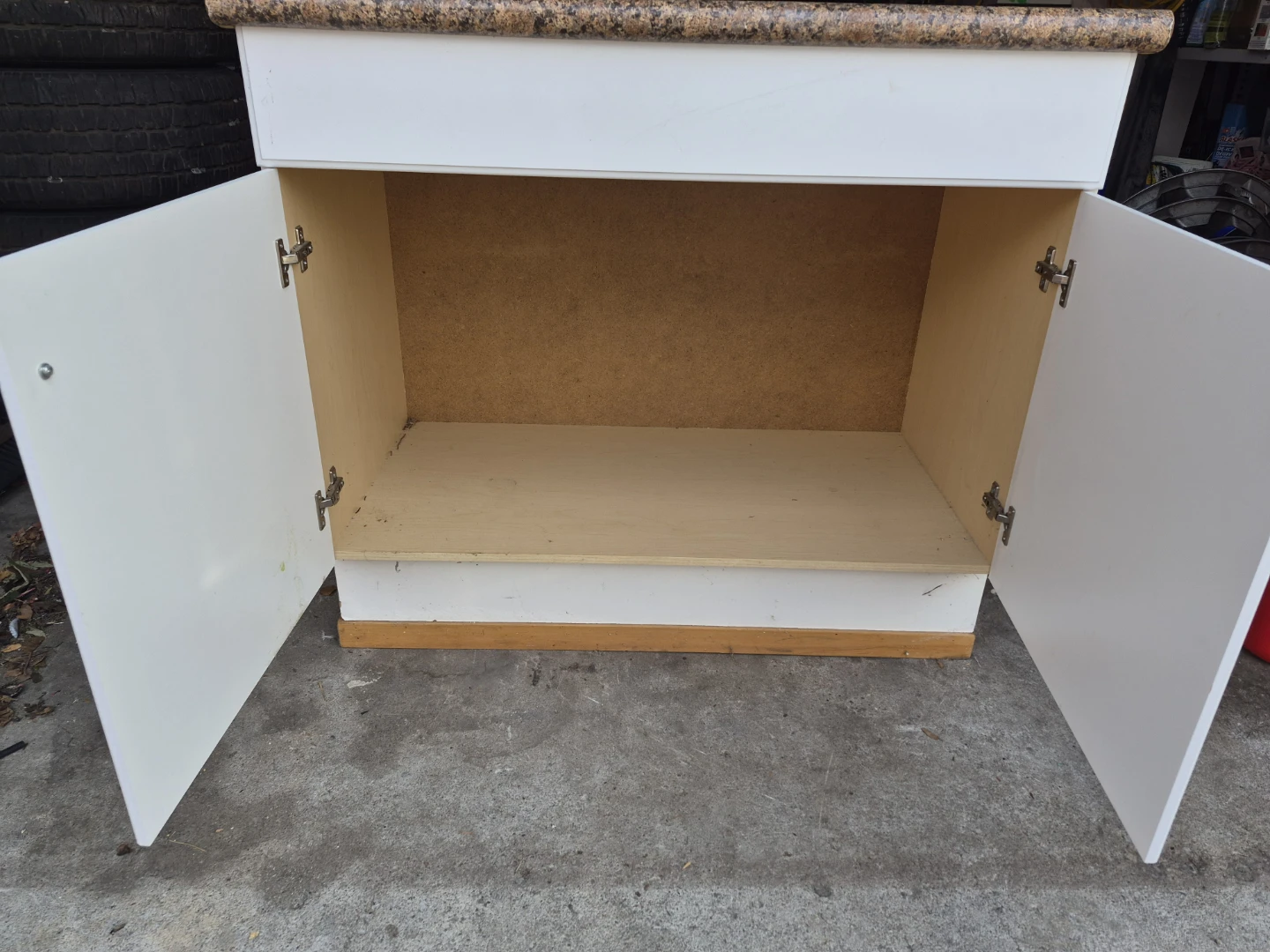 White cabinet with granite-look countertop - photo 2