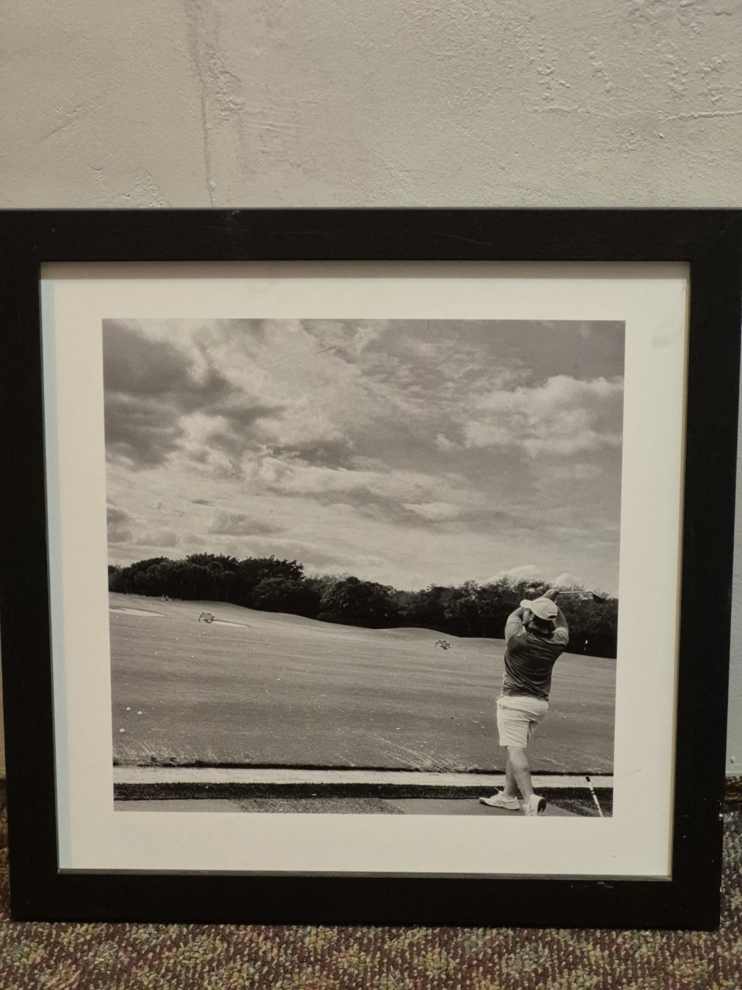 Framed Black and White Golf Photograph
