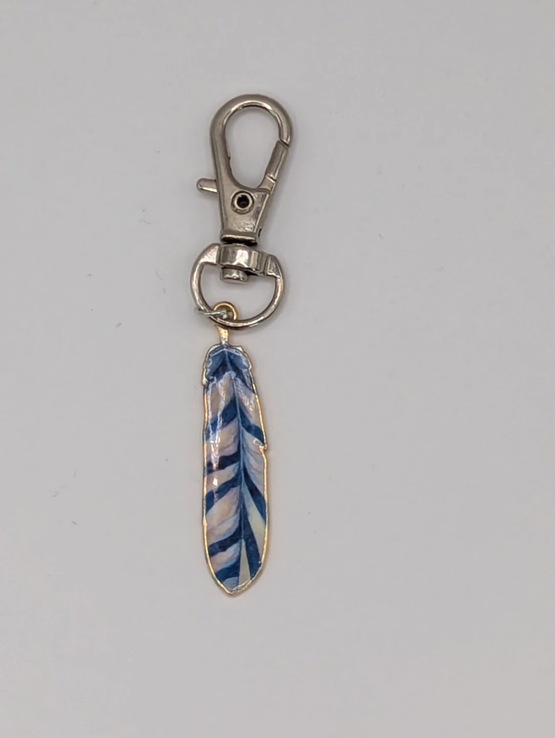 Blue and White Feather Charm