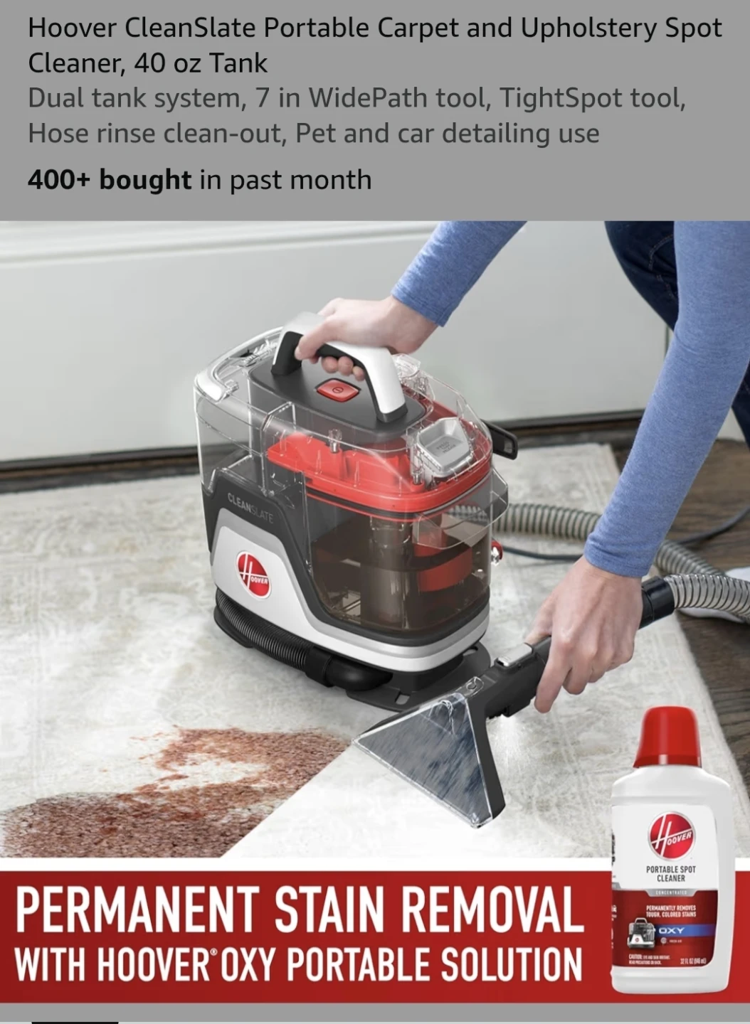 Used Hoover CleanSlate Portable Carpet and Upholstery Spot