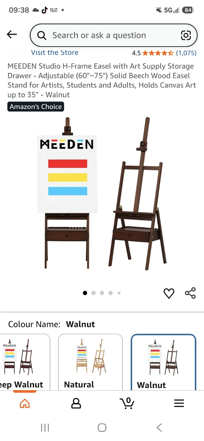 MEEDEN Studio H-Frame Easel with Drawer - Walnut