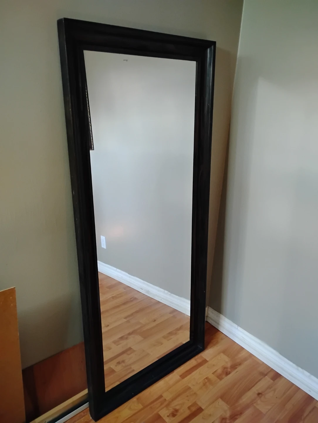 Tall dark wood framed mirror - photo 2