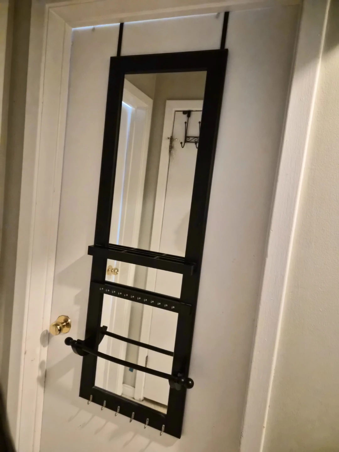 Over the door mirror with storage organizer