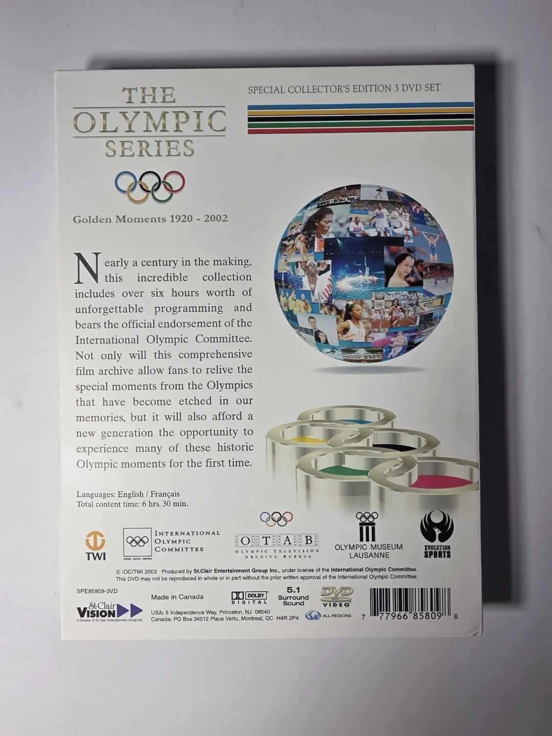 The Olympic Series Golden Moments 1920-2002 3 DVD Set - photo 4