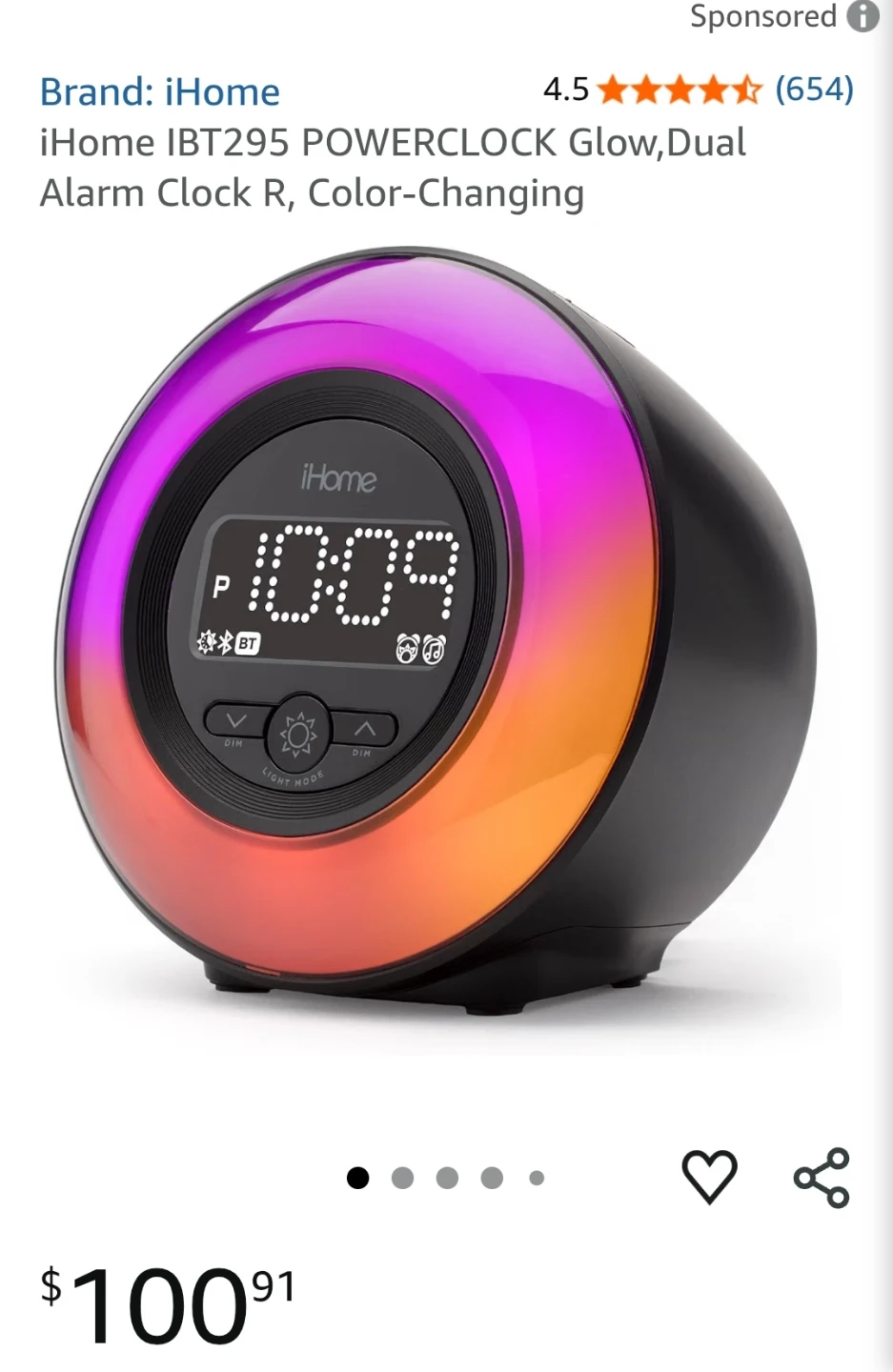 iHome IBT295 Color Changing Dual Alarm Clock Speaker - photo 3