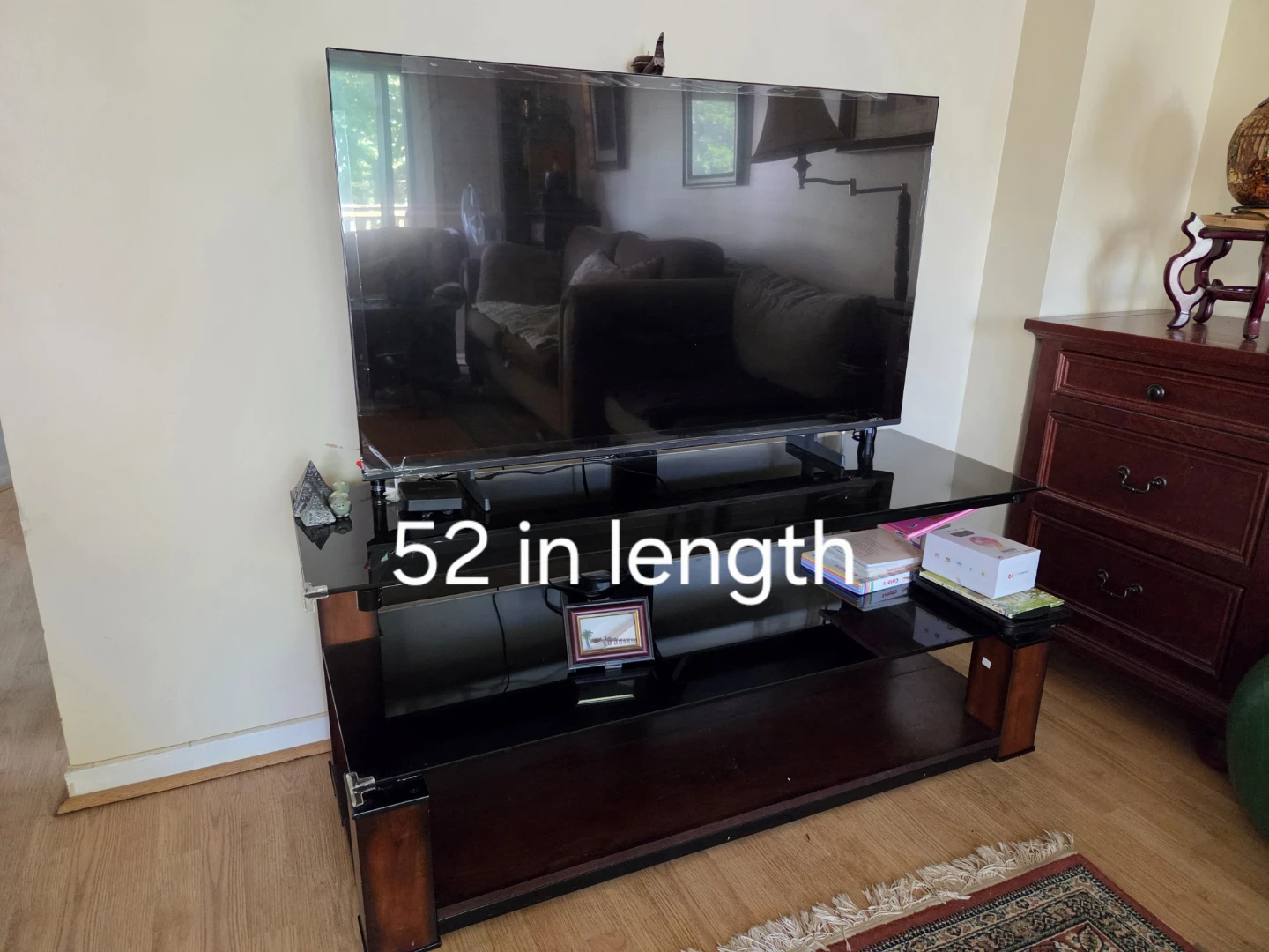 Glass and Wood TV Stand - 52" Length