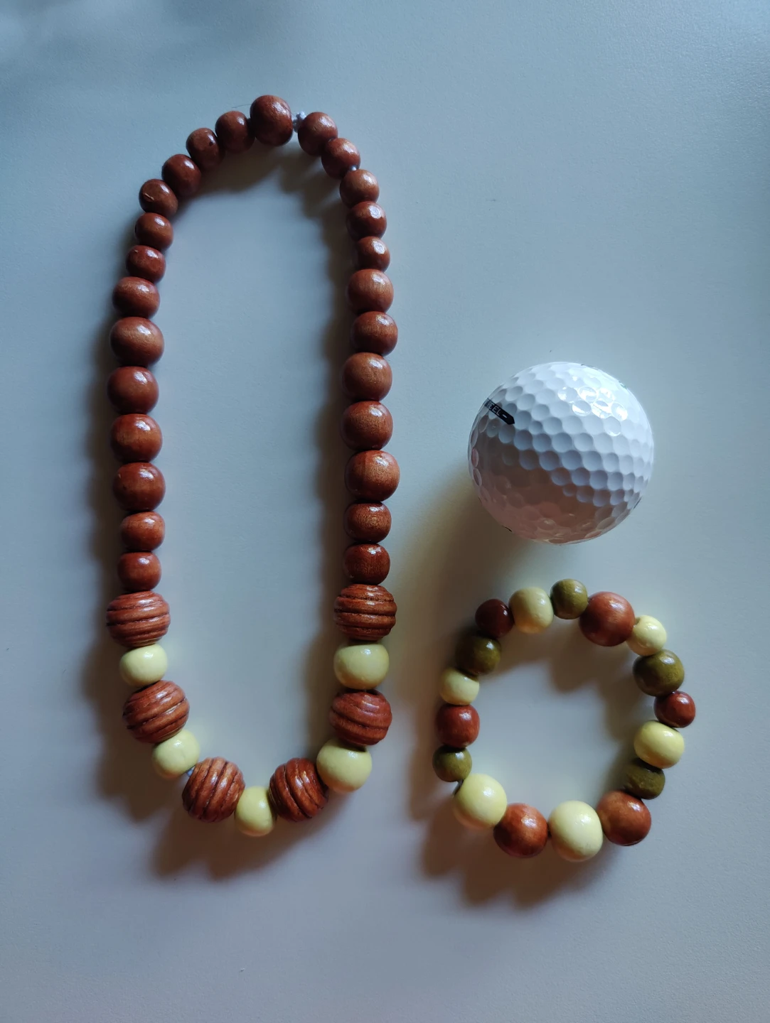 Wooden Bead Necklace and Bracelet Set