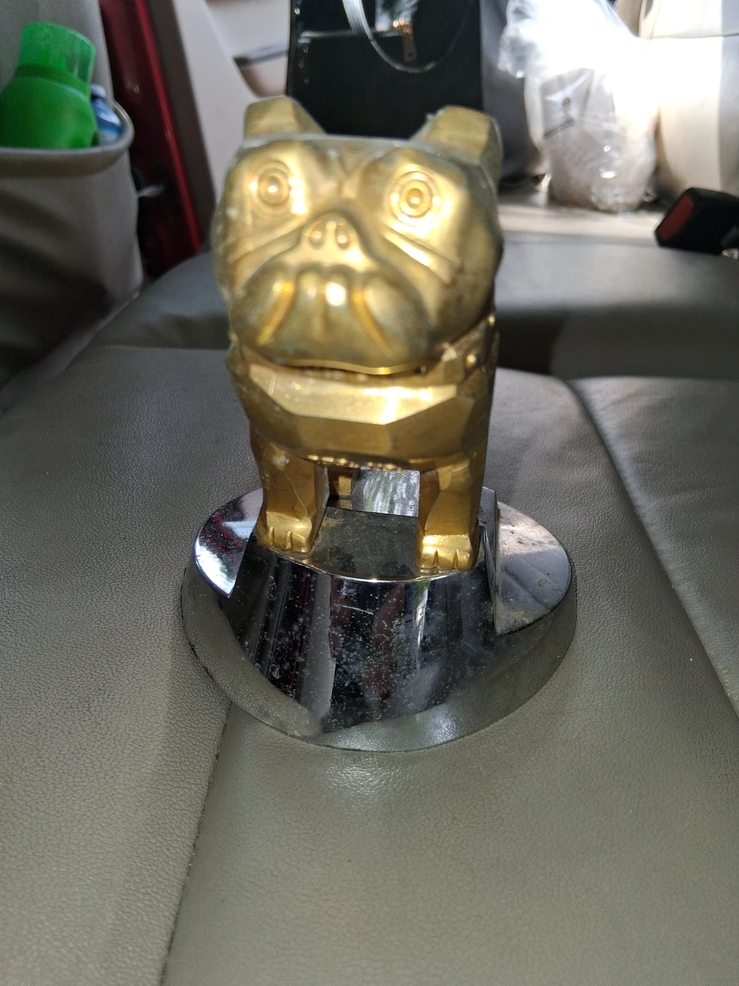 Vintage Gold Bulldog Figurine Hood Ornament