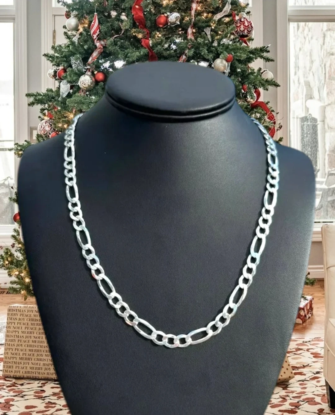 Vintage Figaro Sterling Silver 925 Italy  Diamond-Cut Links