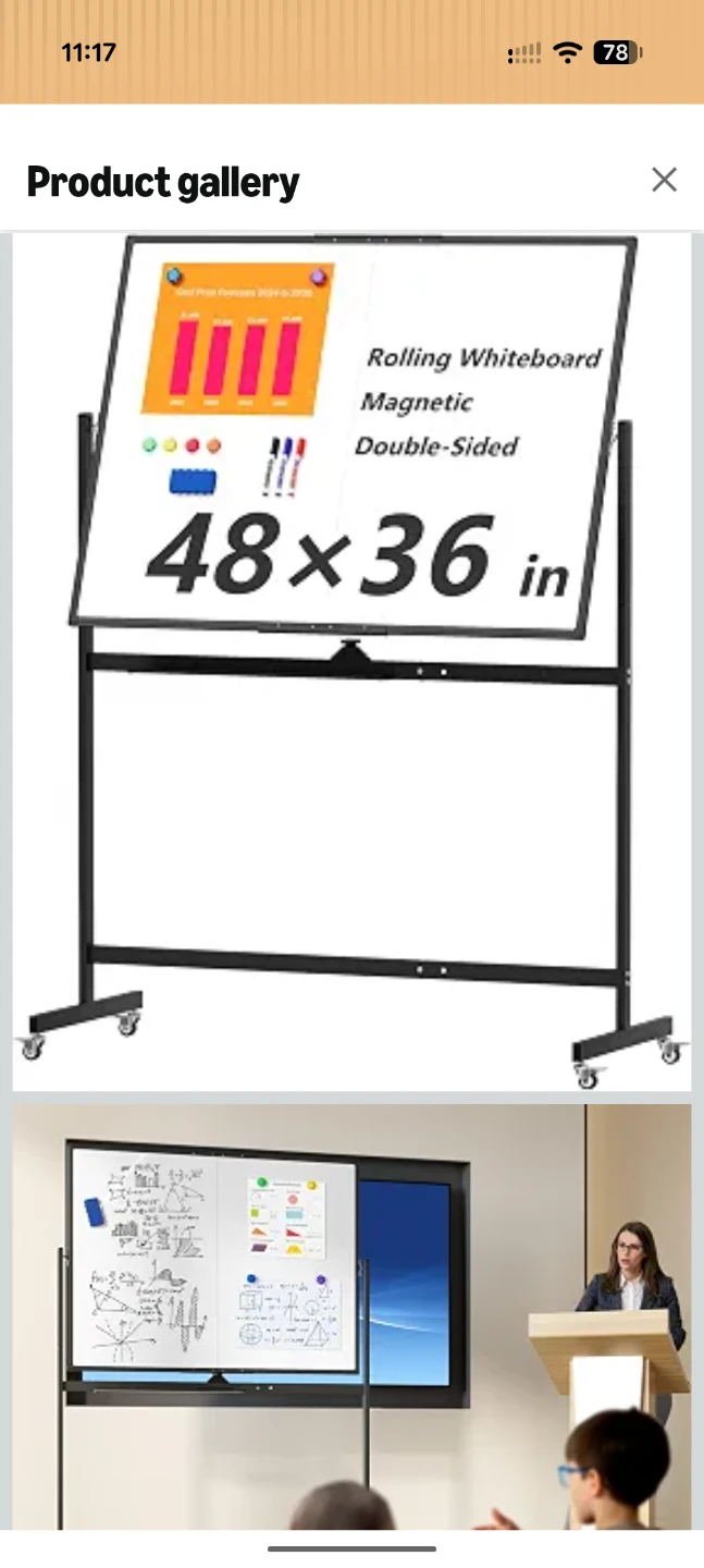 NEW Large Rolling Whiteboard 48" x 36" Magnetic Double Sided