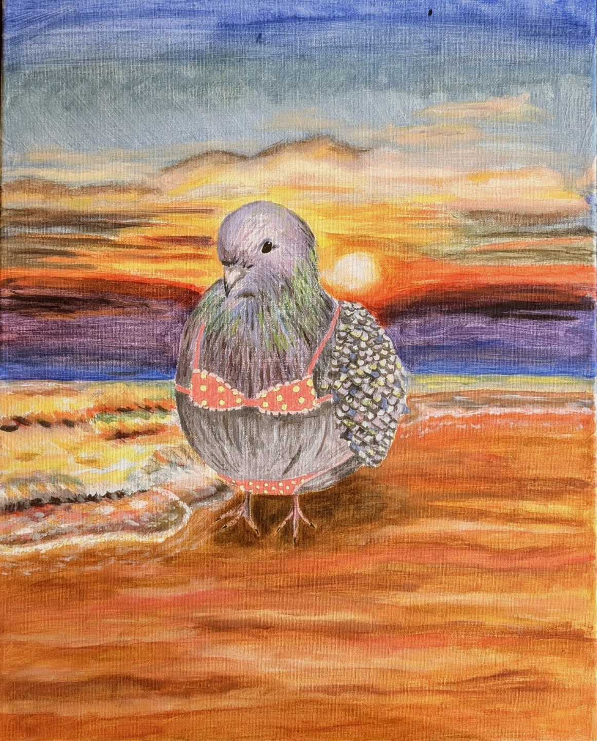 Acrylic Pigeon Painting - photo 2