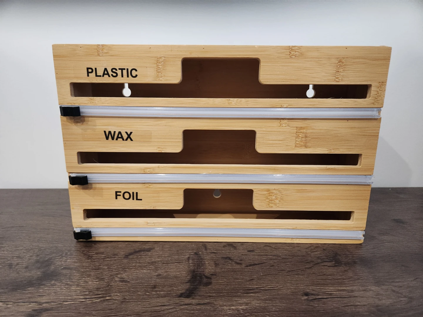 Bamboo Wrap Organizer for Plastic, Wax, and Foil