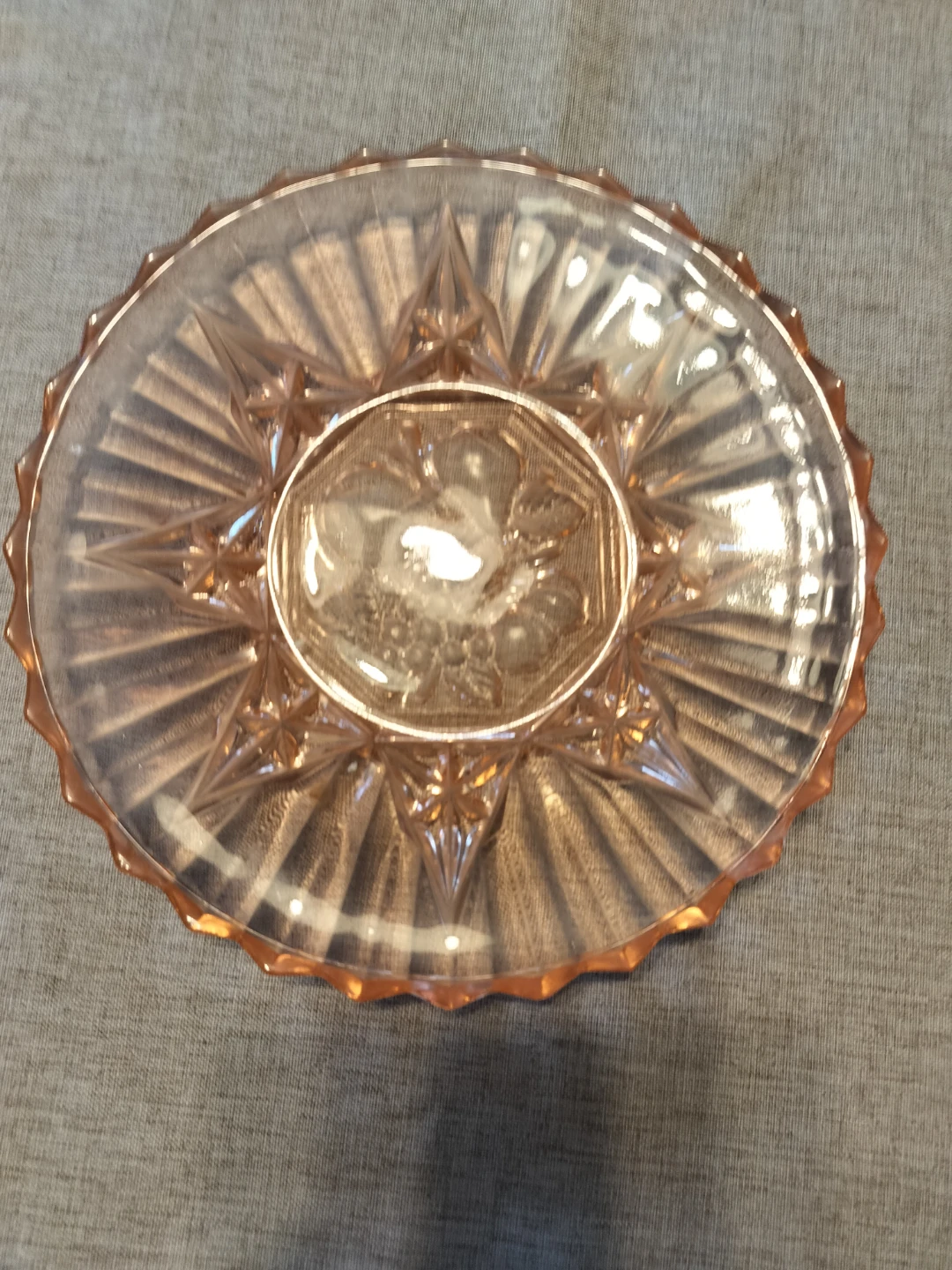 Pink Glass Embossed Fruit Bowl